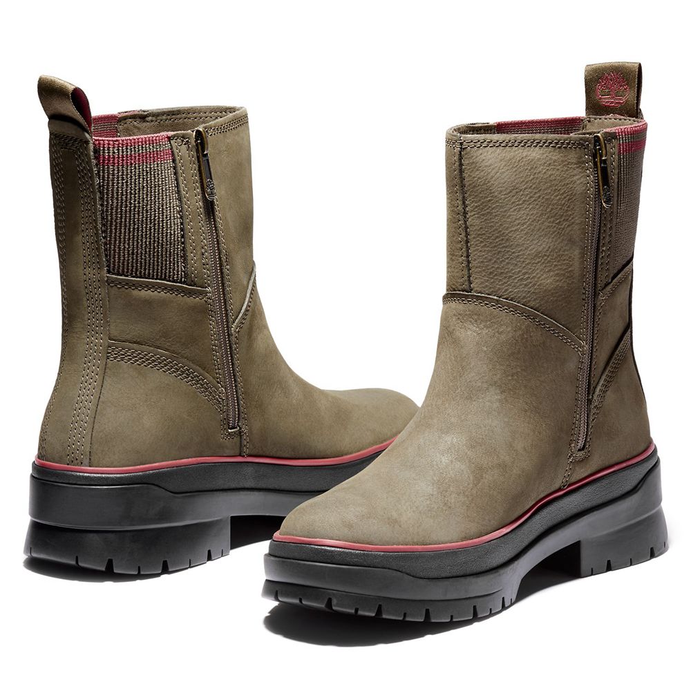 Botas de Invierno Timberland Mujer Malynn Waterproof Side-Zip Verde Oliva - Chile UCE-095814